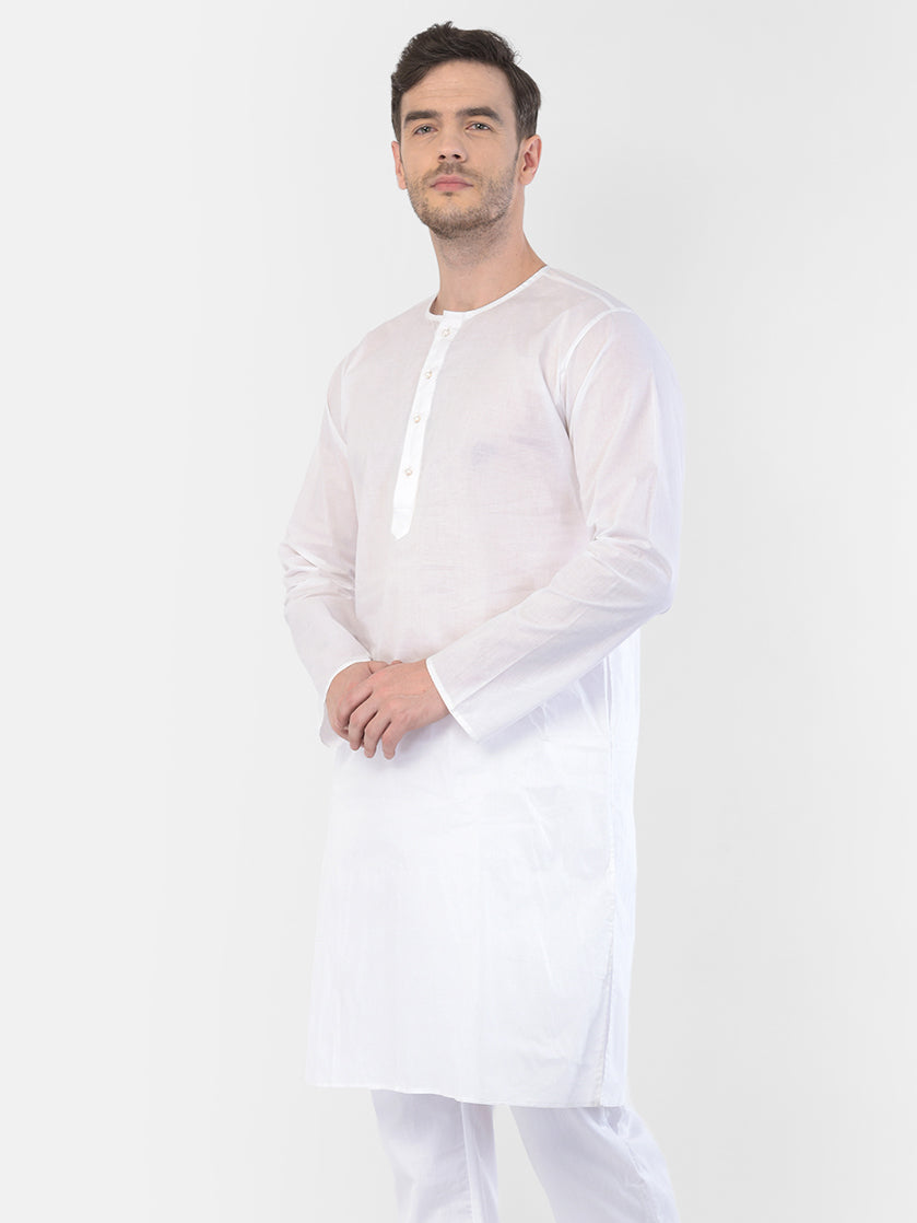 Vastramay Men's White Cotton Addi Kurta - Distacart