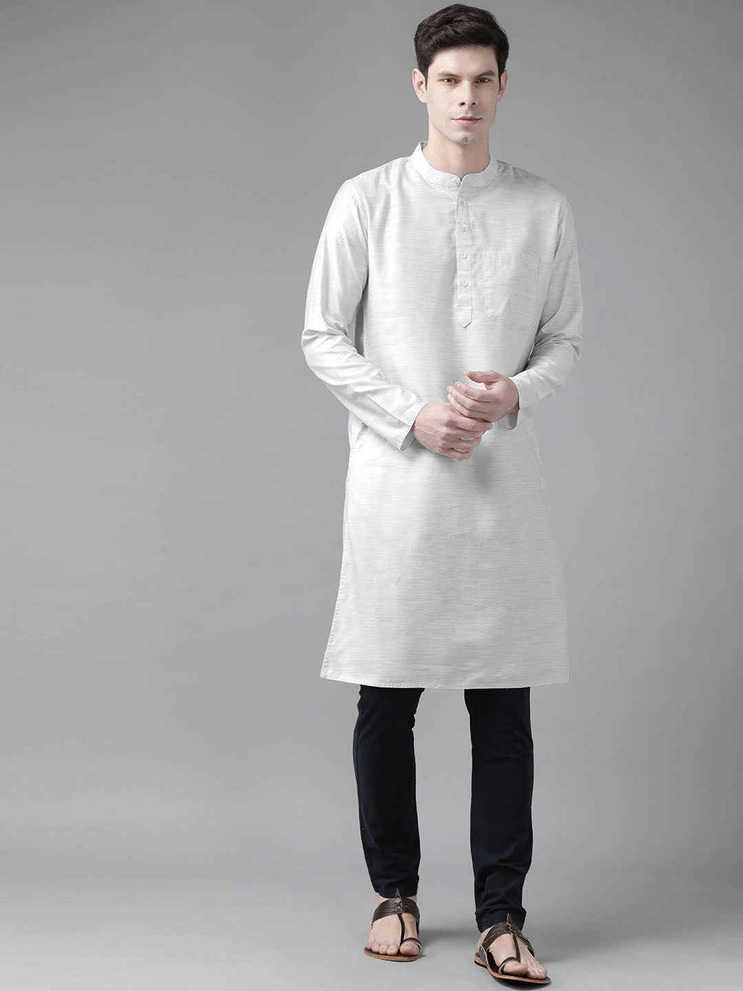 Shvaas By Vastramay Men's Grey Organic Cotton Kurta - Distacart