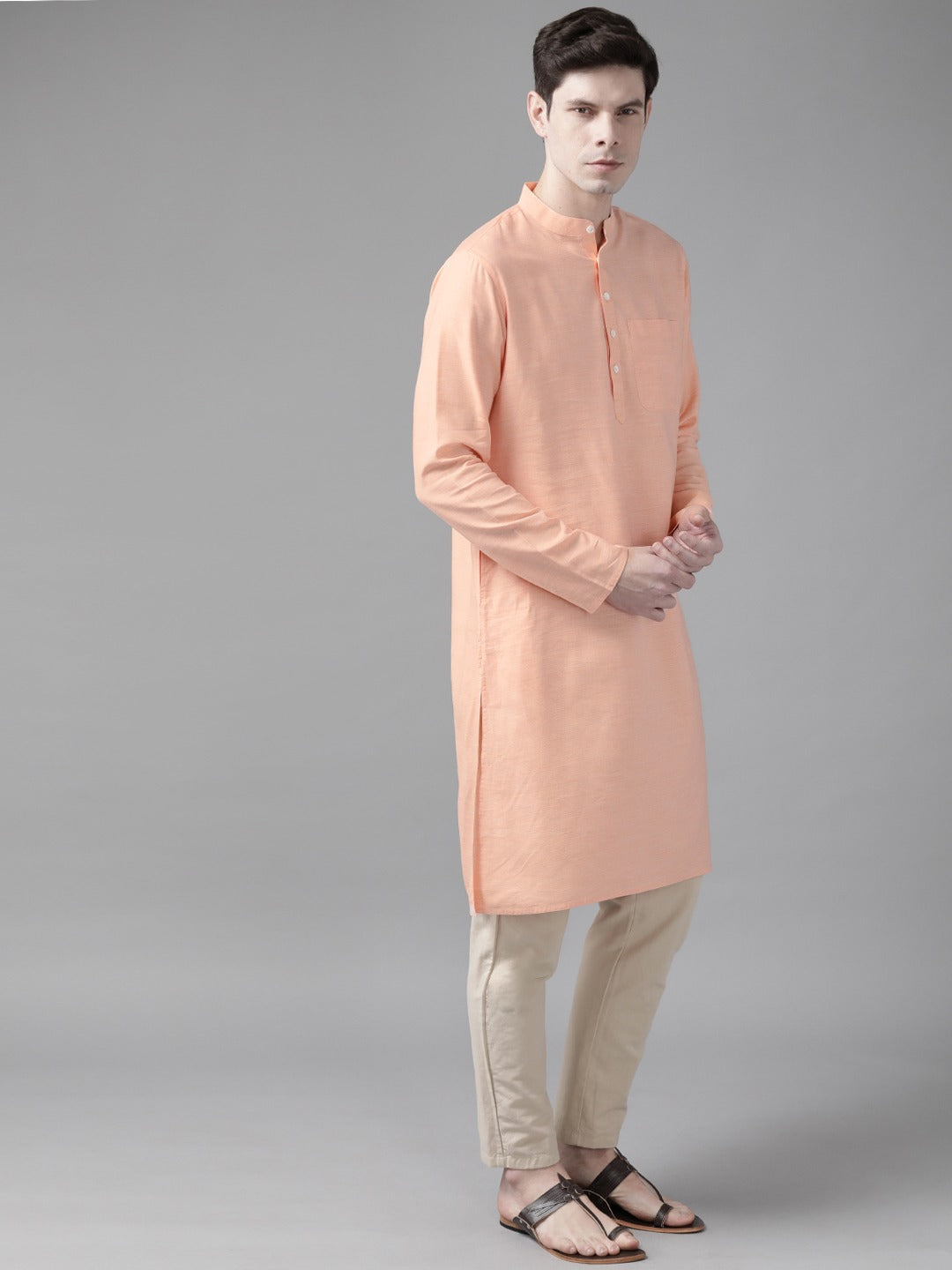 Shvaas By Vastramay Men's Orange Organic Cotton Kurta - Distacart