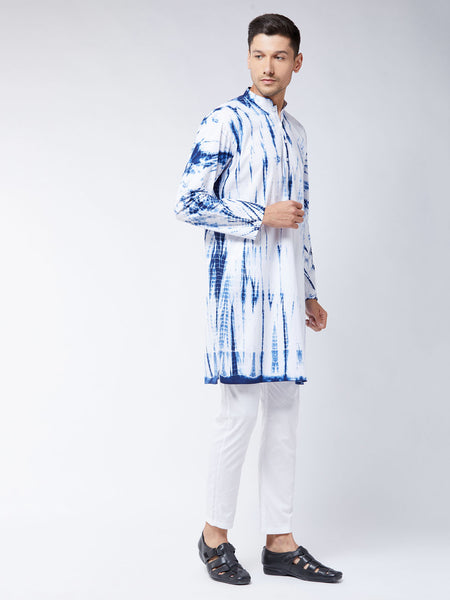 Vastramay Men's Blue And White Pure Cotton Kurta Pyjama Set - Distacart