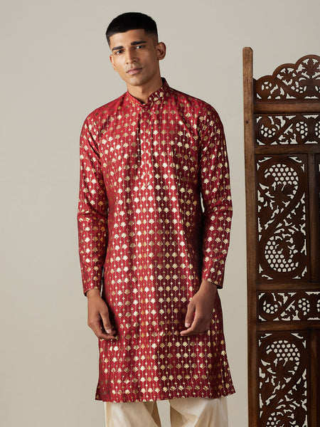 Vastramay Men's Maroon Viscose Kurta - Distacart