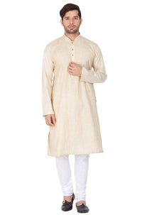 Thumbnail for Vastramay Men's Beige Cotton Blend Kurta Pyjama Set - Distacart