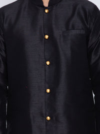 Thumbnail for Vastramay Men's Black Silk Blend Sherwani Set - Distacart