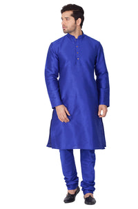 Thumbnail for Vastramay Men's Blue Silk Blend Kurta Pyjama Set - Distacart