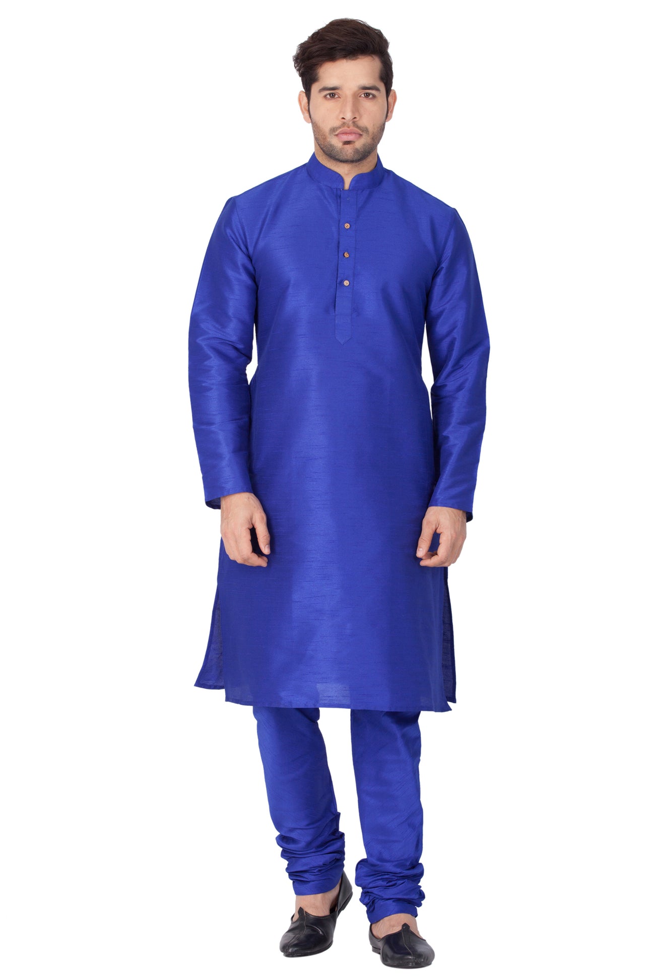 Vastramay Men's Blue Silk Blend Kurta Pyjama Set - Distacart