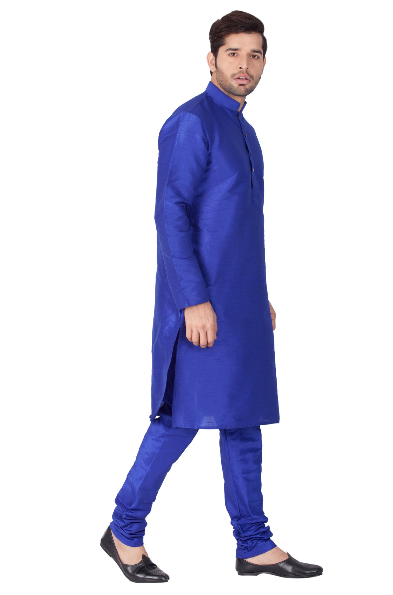 Vastramay Men's Blue Silk Blend Kurta Pyjama Set - Distacart