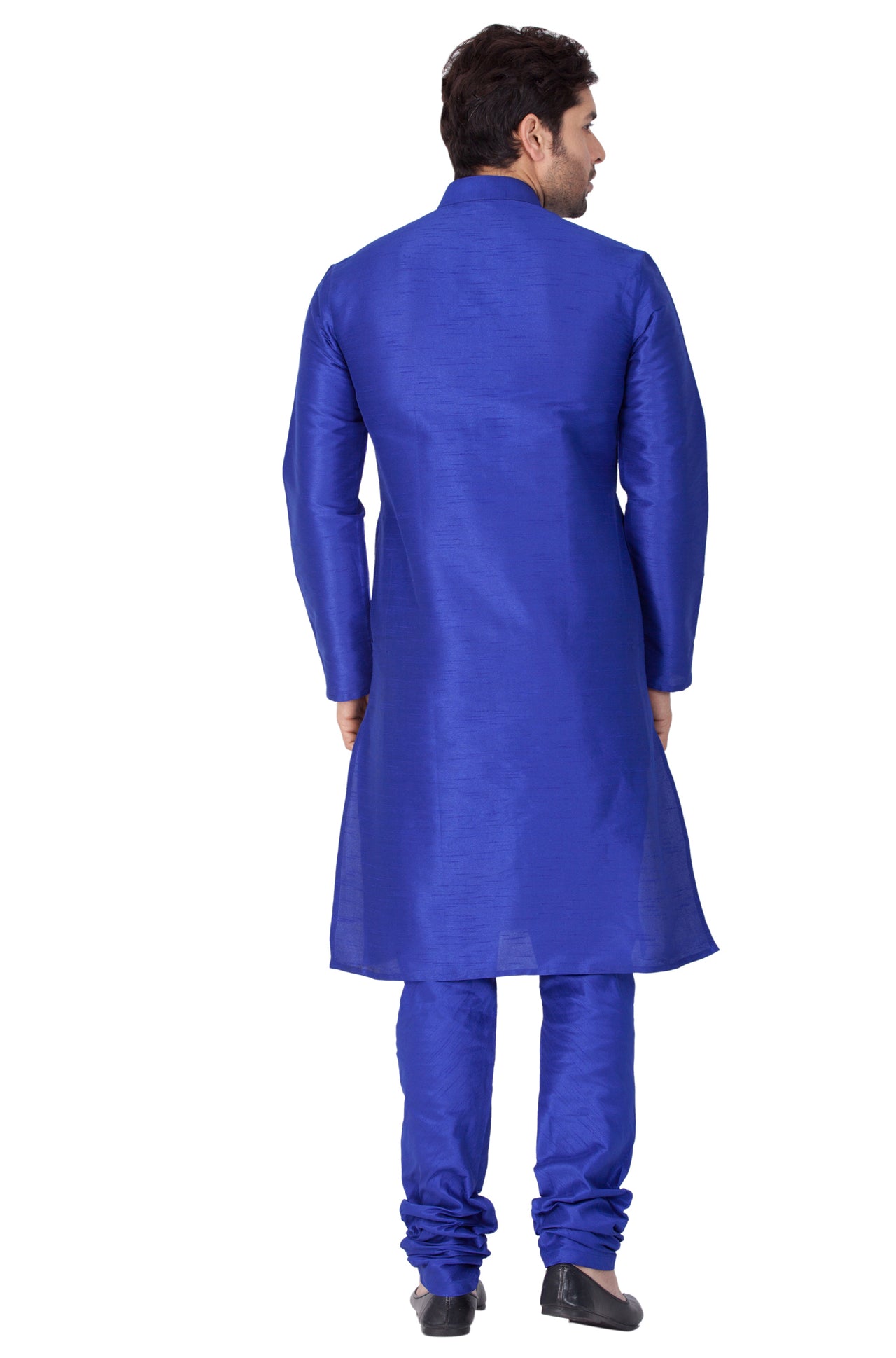 Vastramay Men's Blue Silk Blend Kurta Pyjama Set - Distacart