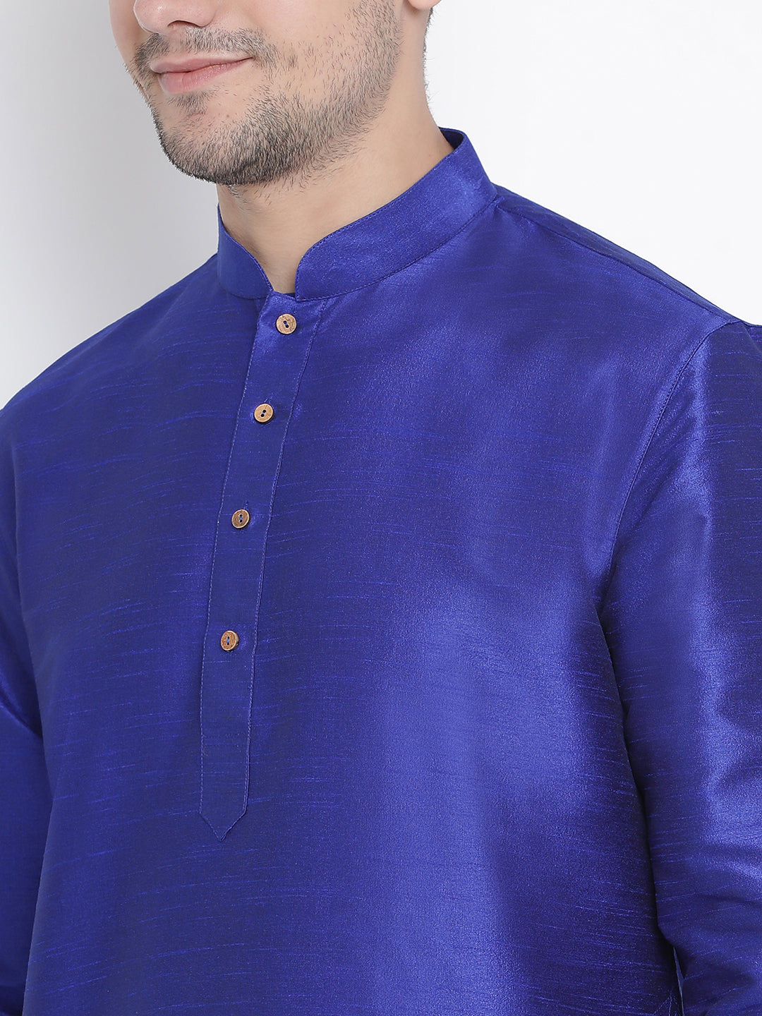 Vastramay Men's Blue Silk Blend Kurta Pyjama Set - Distacart