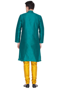 Thumbnail for Vastramay Men's Green Silk Blend Kurta Pyjama Set - Distacart