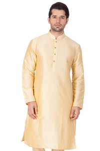 Thumbnail for Vastramay Men's Gold Silk Blend Kurta - Distacart