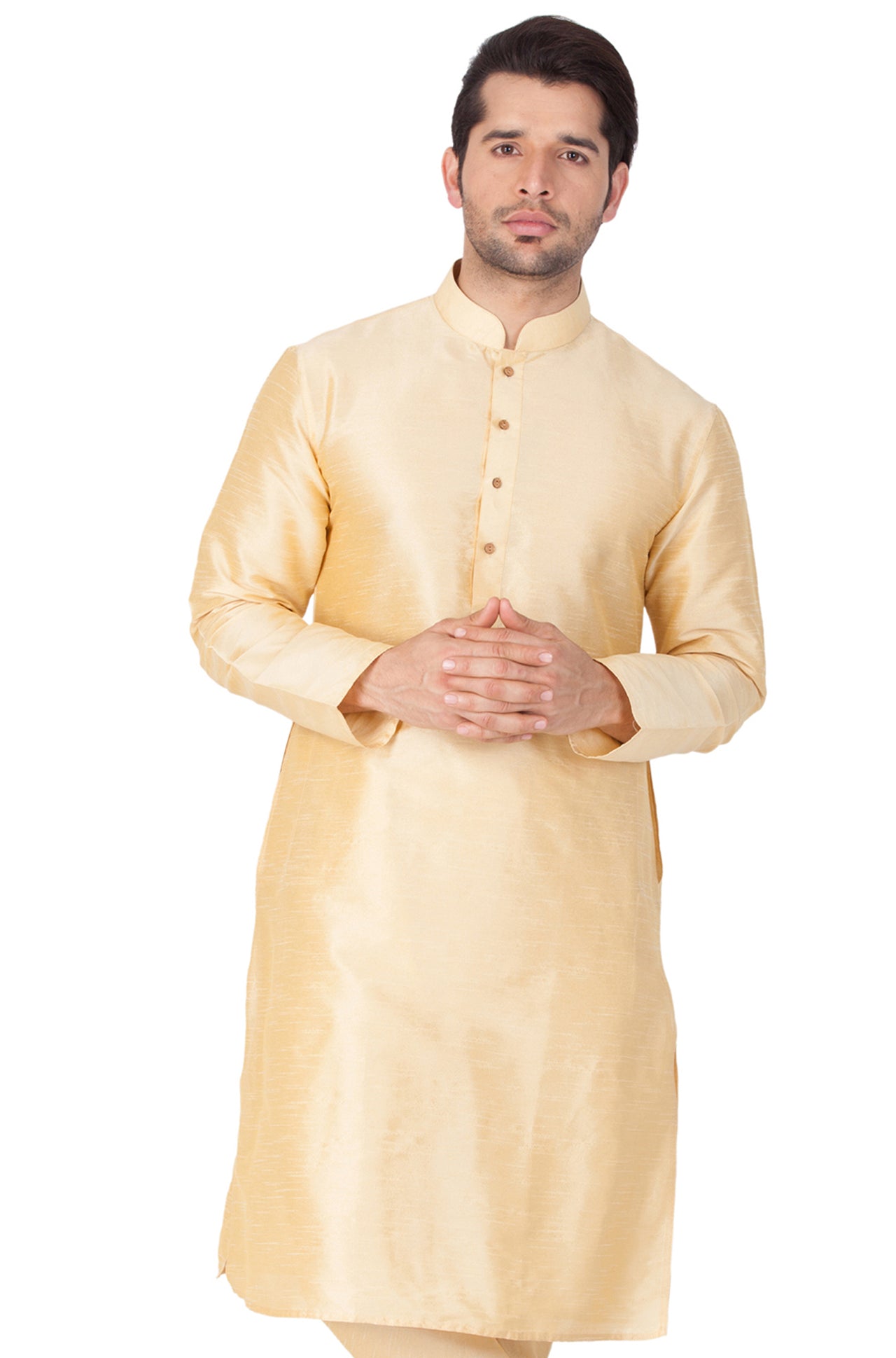 Vastramay Men's Gold Silk Blend Kurta - Distacart