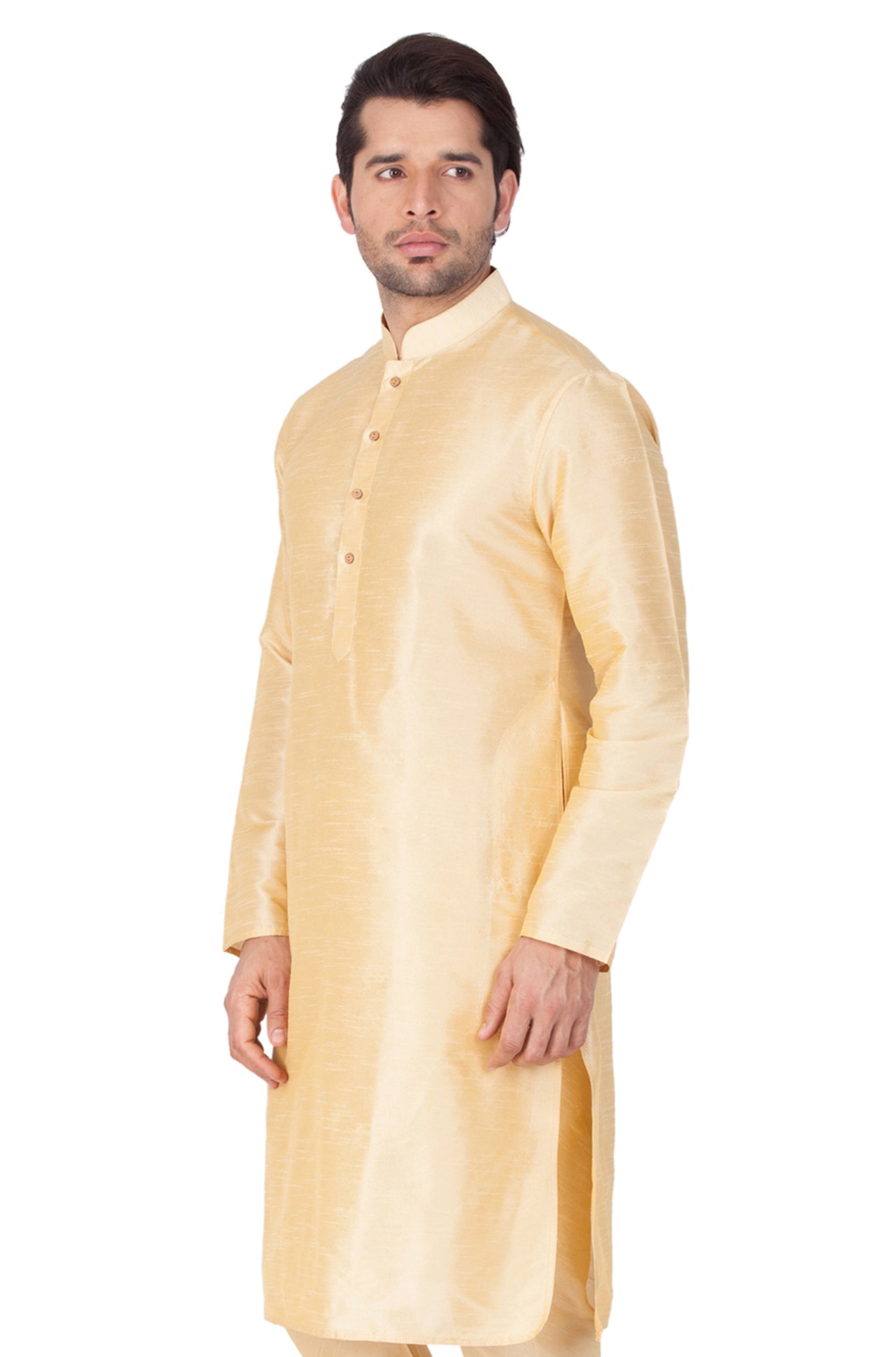 Vastramay Men's Gold Silk Blend Kurta - Distacart