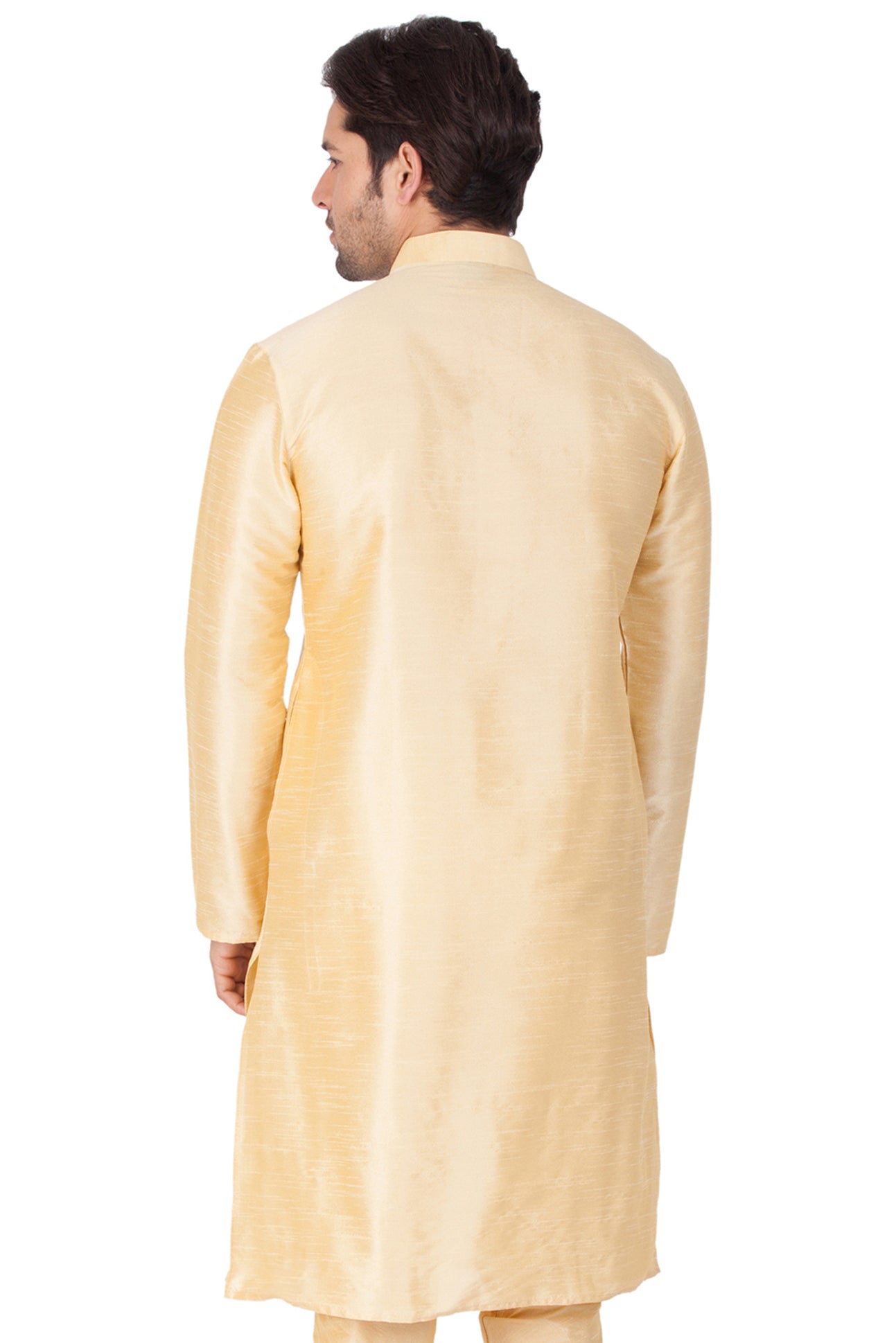 Vastramay Men's Gold Silk Blend Kurta - Distacart