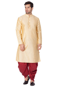 Thumbnail for Vastramay Men's Gold Silk Blend Kurta and Dhoti Set - Distacart