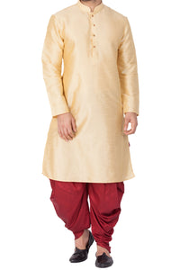 Thumbnail for Vastramay Men's Gold Silk Blend Kurta and Dhoti Set - Distacart