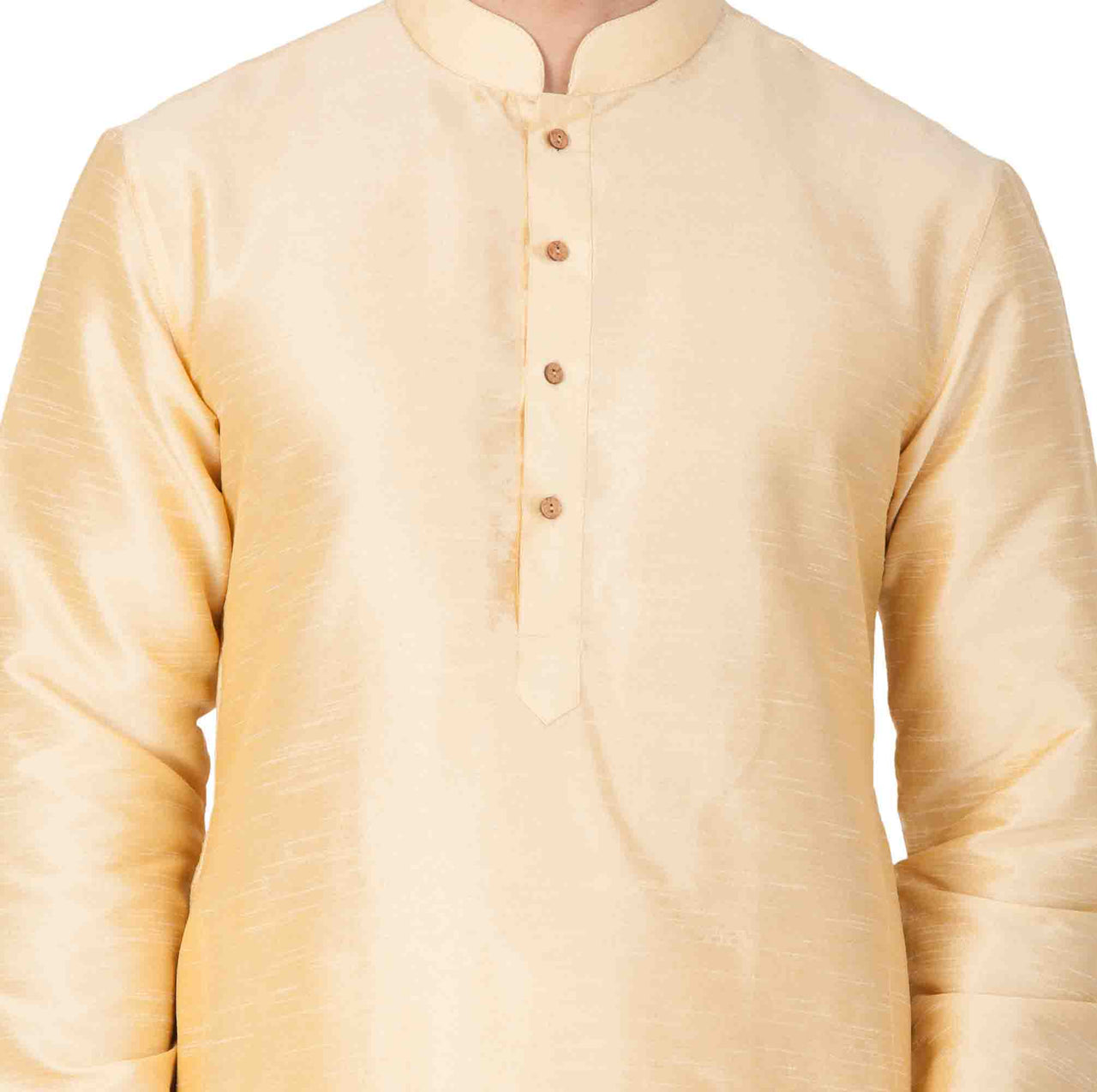 Vastramay Men's Gold Silk Blend Kurta and Dhoti Set - Distacart