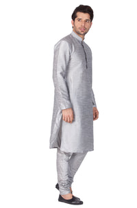 Thumbnail for Vastramay Men's Grey Silk Blend Kurta Pyjama Set - Distacart