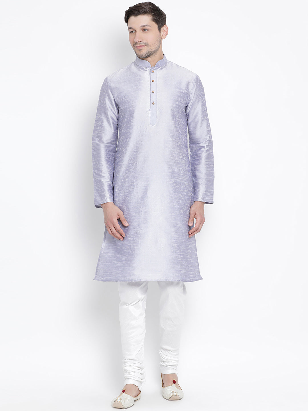 Vastramay Men's Light Blue Silk Blend Kurta Pyjama Set - Distacart