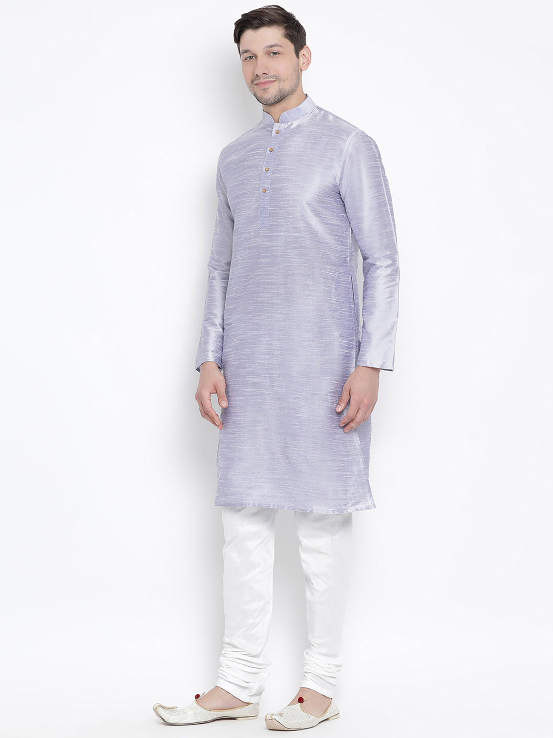 Vastramay Men's Light Blue Silk Blend Kurta Pyjama Set - Distacart