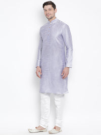 Thumbnail for Vastramay Men's Light Blue Silk Blend Kurta Pyjama Set - Distacart