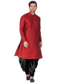 Thumbnail for Vastramay Men's Maroon Silk Blend Kurta and Dhoti Set - Distacart