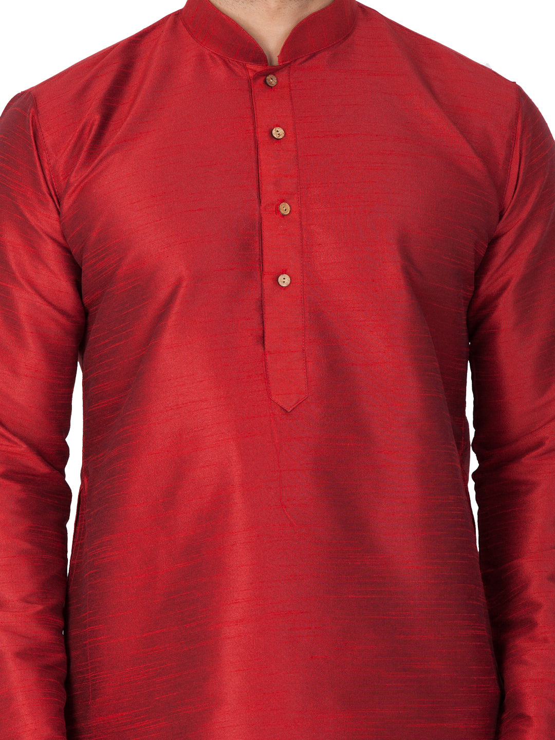 Vastramay Men's Maroon Silk Blend Kurta and Dhoti Set - Distacart