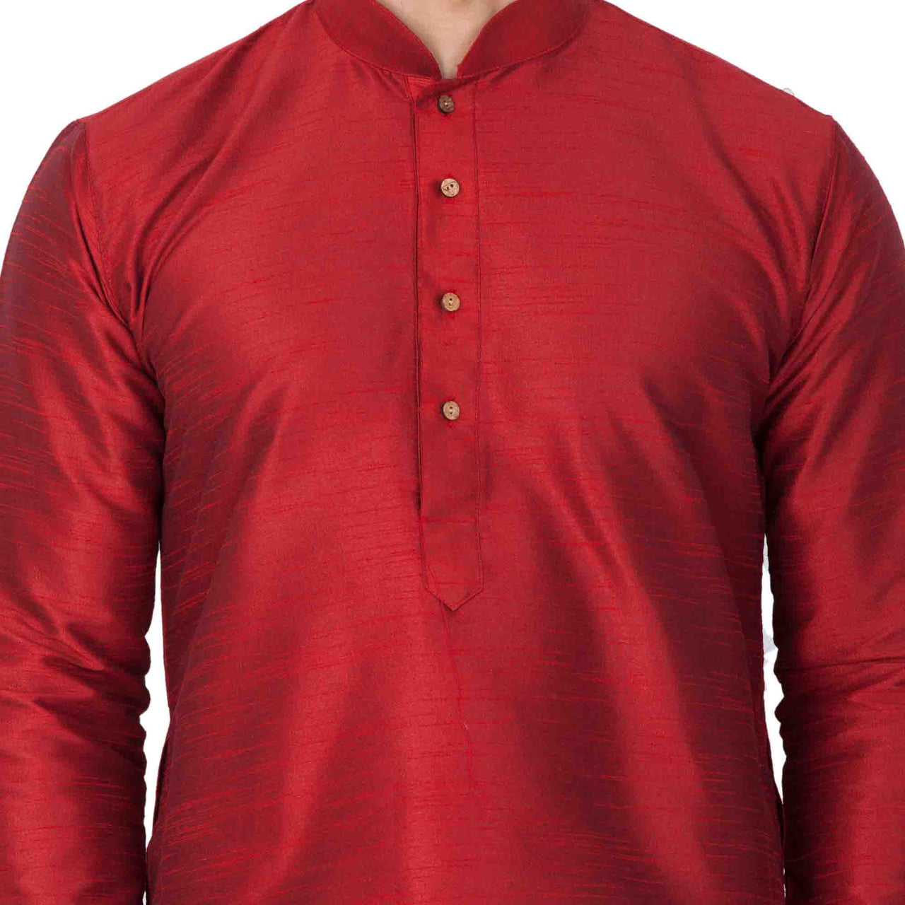 Vastramay Men's Maroon Silk Blend Kurta Pyjama Set - Distacart