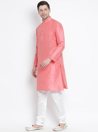 Thumbnail for Vastramay Men's Pink Silk Blend Kurta Pyjama Set - Distacart