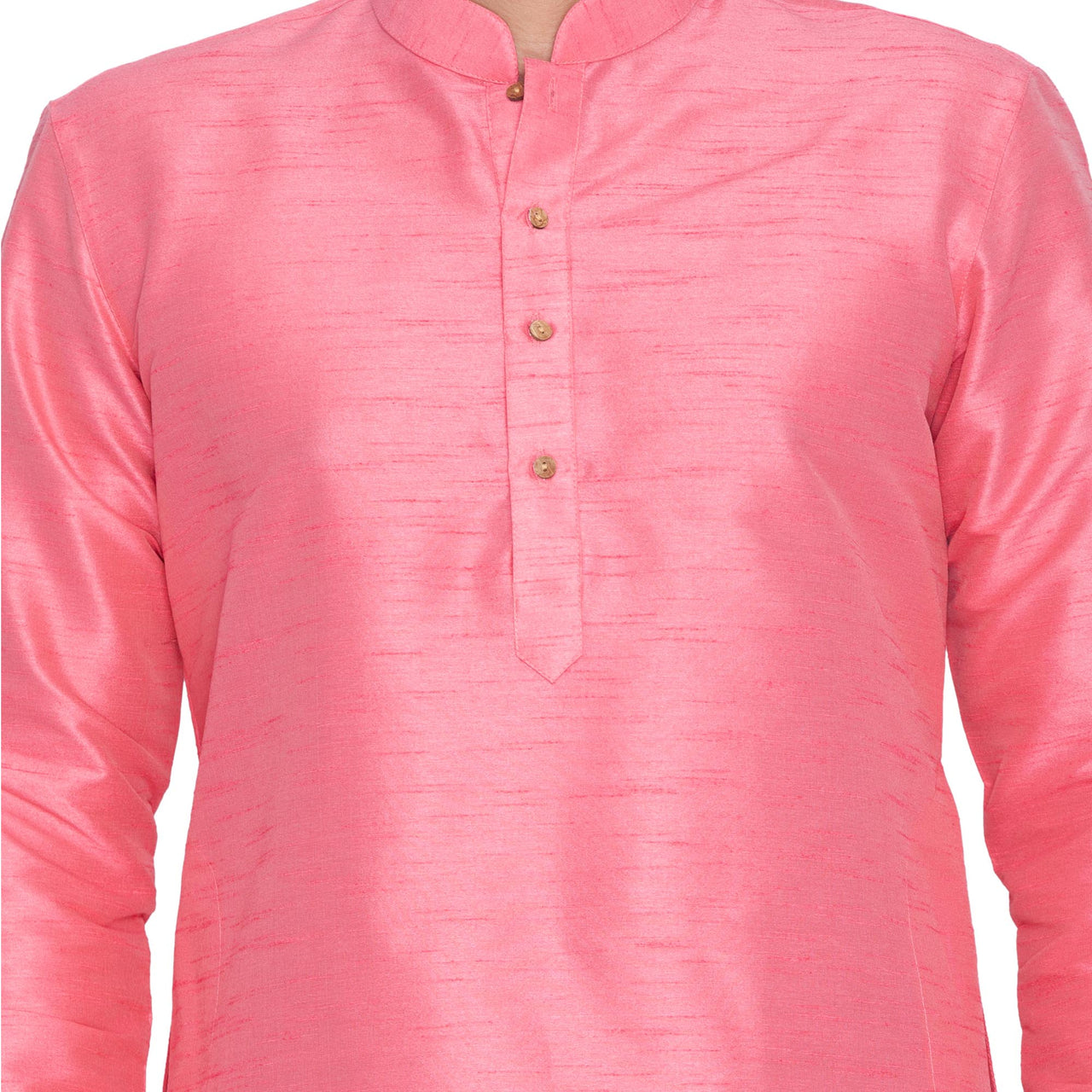 Vastramay Men's Pink Silk Blend Kurta Pyjama Set - Distacart