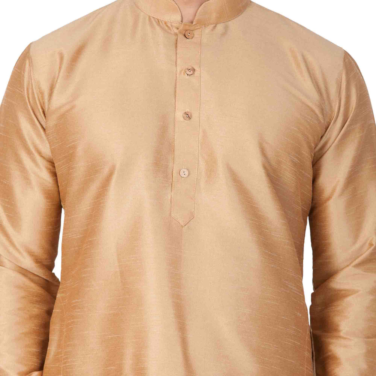 Vastramay Men's Gold Silk Blend Kurta Pyjama Set - Distacart