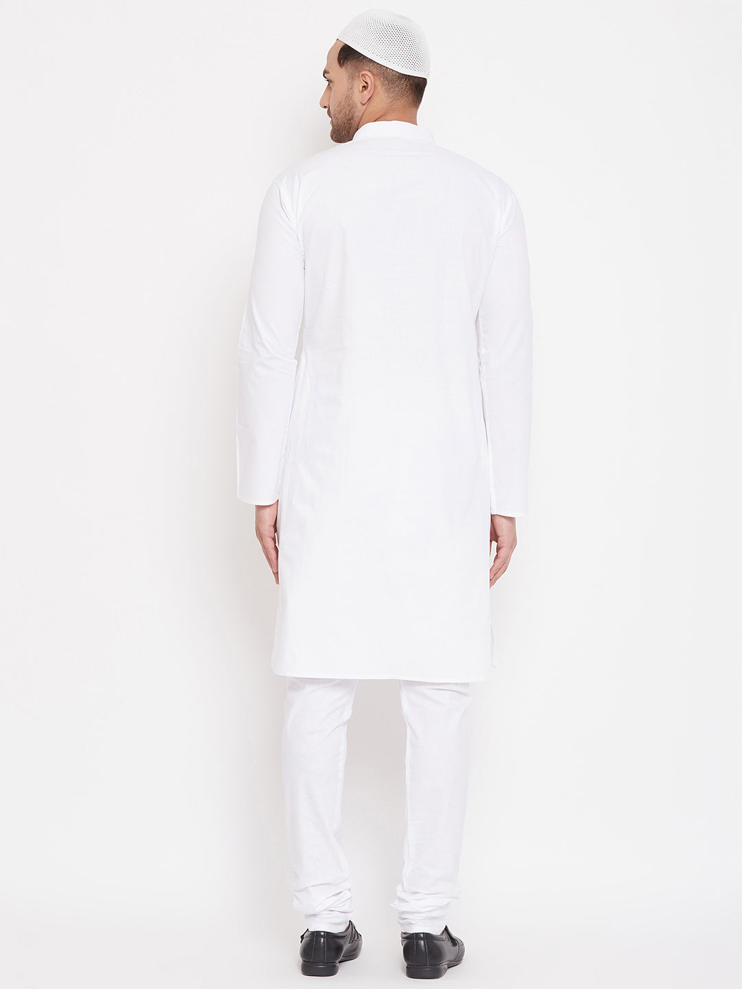 Vastramay Men's White Cotton Blend Kurta Pyjama Set - Distacart