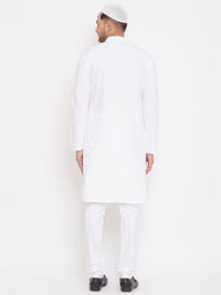 Thumbnail for Vastramay Men's White Cotton Blend Kurta Pyjama Set - Distacart