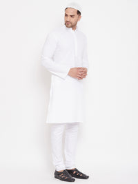 Thumbnail for Vastramay Men's White Cotton Blend Kurta Pyjama Set - Distacart