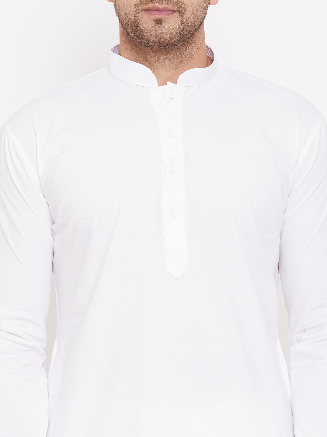 Vastramay Men's White Cotton Blend Kurta Pyjama Set - Distacart