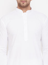 Thumbnail for Vastramay Men's White Cotton Blend Kurta Pyjama Set - Distacart