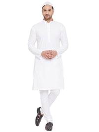 Thumbnail for Vastramay Men's White Cotton Blend Kurta Pyjama Set - Distacart