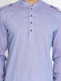 Thumbnail for Vastramay Men's Blue Cotton Blend Kurta and Patiala Set - Distacart