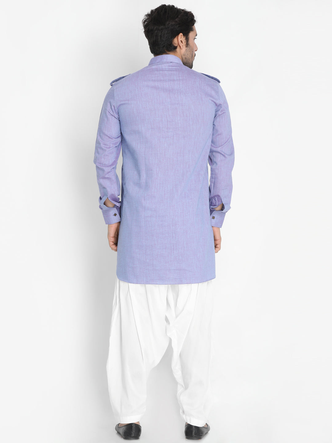 Vastramay Men's Blue Cotton Blend Kurta and Patiala Set - Distacart