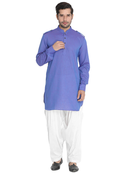 Vastramay Men's Purple Cotton Blend Kurta and Patiala Set - Distacart