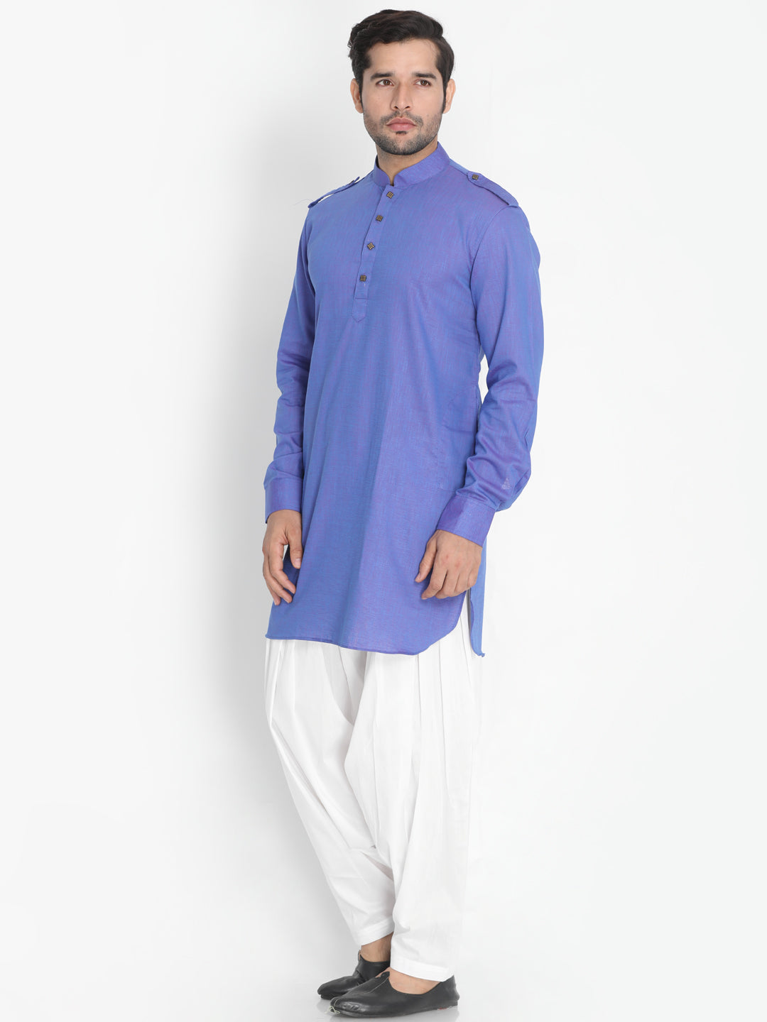 Vastramay Men's Purple Cotton Blend Kurta and Patiala Set - Distacart