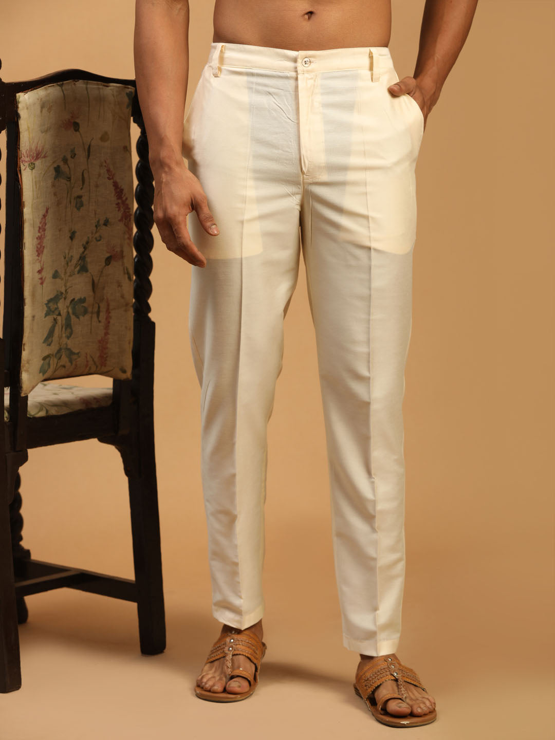 Plain Light Cream Men Polyester Formal Trouser, Regular Fit at Rs 320/piece  in Bhilwara