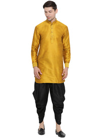 Thumbnail for Vastramay Men's Gold Silk Blend Kurta and Dhoti Set - Distacart