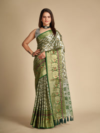 Thumbnail for NOZ2TOZ Women's Party Wear Pure Tissue Silk Saree with Un-Stitched Blouse - Distacart