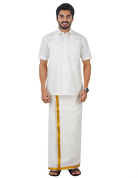 Thumbnail for Ramraj Cotton Mens Cotton Light Cream Colour Half Sleeve Shirt - Distacart