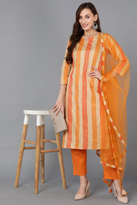 Thumbnail for Women's Beige Rayon Blend Checks Straight Kurta Pant With Dupatta - Rasiya - Distacart