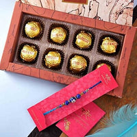 Thumbnail for Blue Beads Work Rakhi & Handmade Assorted Chocolate Box Combo