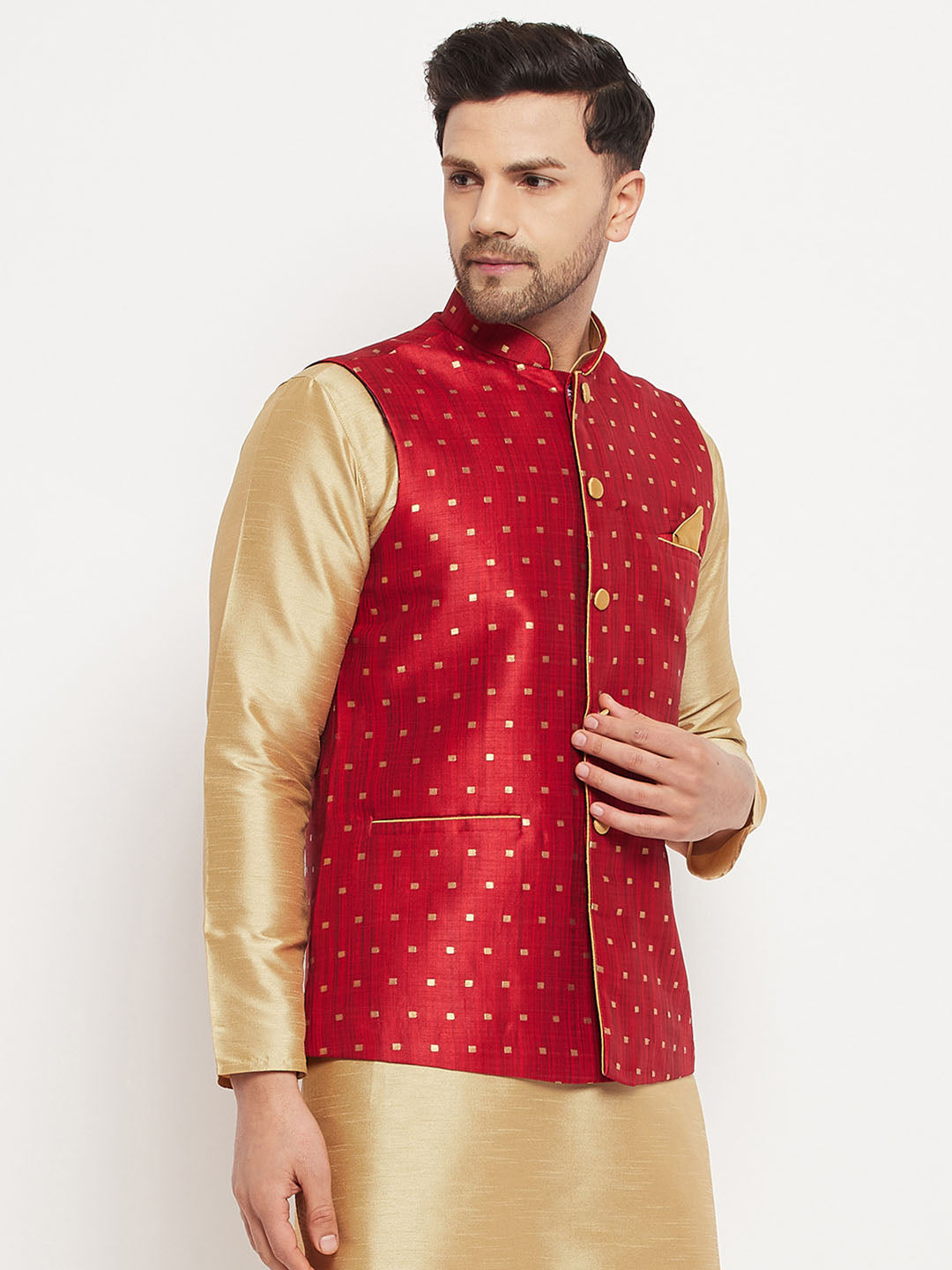 Stylish Printed Diwali Special Kurta Pajama With Nehru Jacket - Evilato