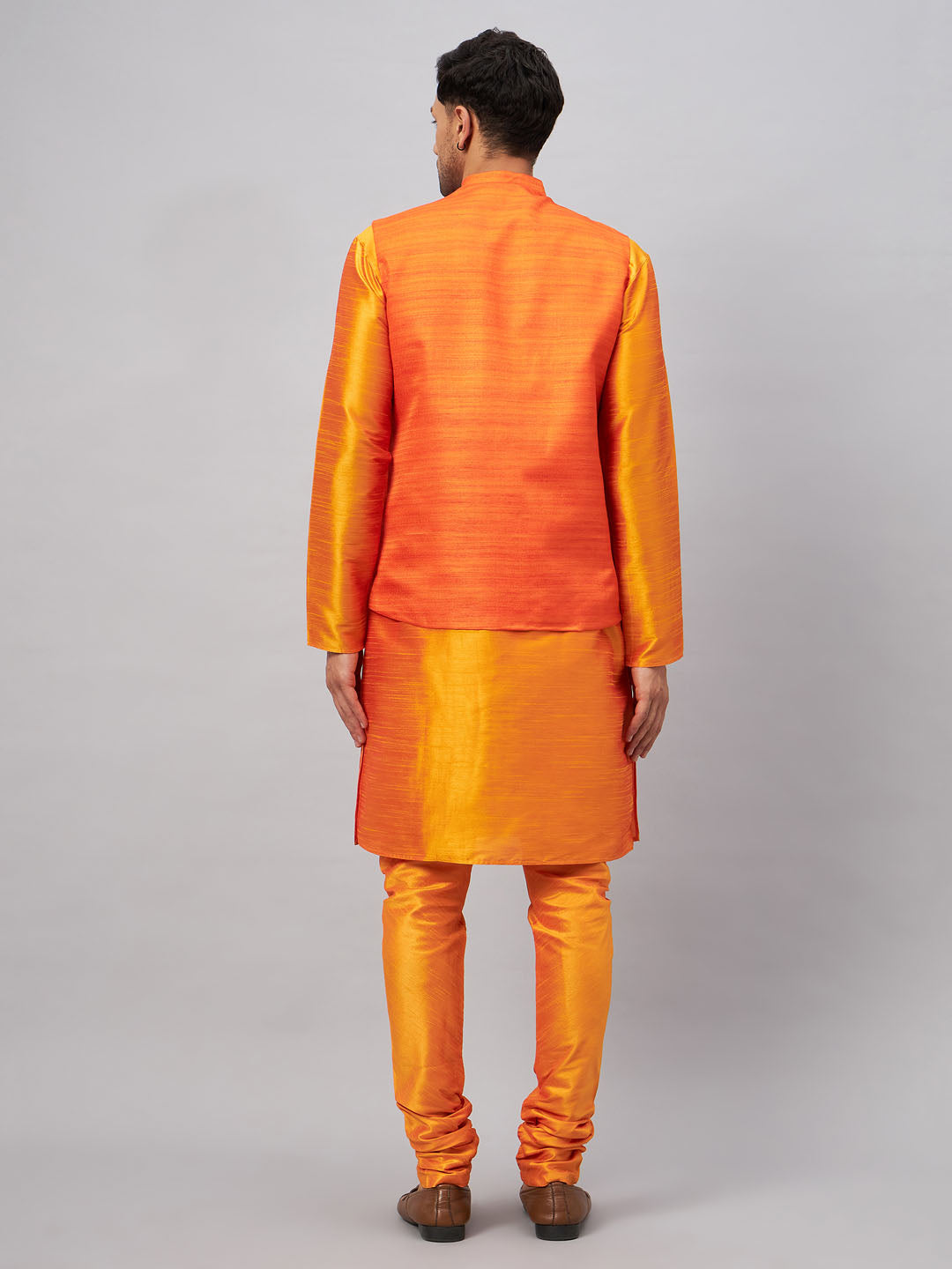 Orange kurta pajama online with jacket