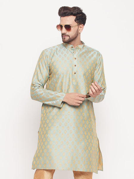 VM by Vastramay Men's Mint Green Silk Blend Kurta - Distacart