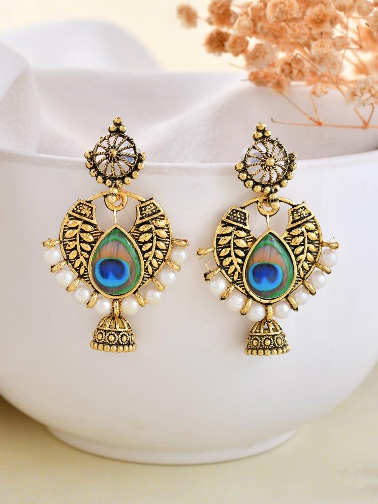 Shop Stunning Gold Plated Red Stone Jhumki Earrings Online in USA – Pure  Elegance